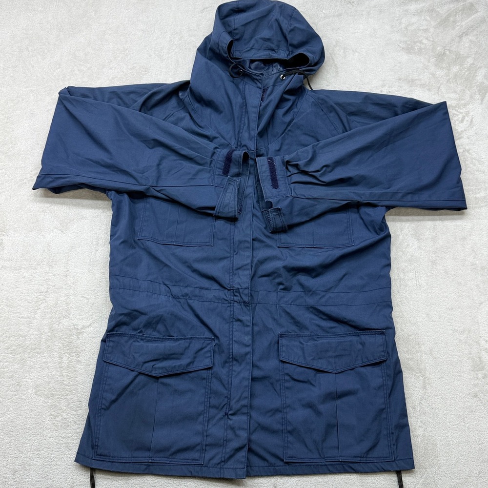 Vintage Frostline Kit Mountain Parka Mens M Navy Blue Hooded Utility Jacket 90s